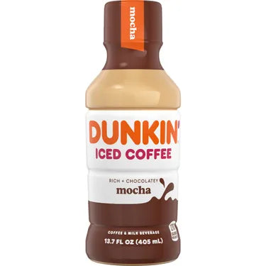 Dunkin' Donuts Mocha Iced Coffee, 13.7 oz bottles, 12 loose