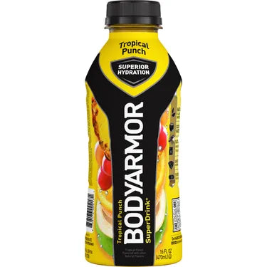 Bodyarmor Superdrink Tropical Punch, 16 oz bottles, 12 loose