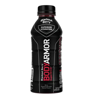Bodyarmor Super drink Blackout Berry, 16 oz bottles, 12 loose
