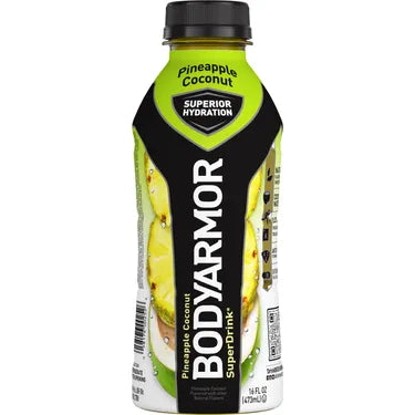 Bodyarmor Superdrink Pineapple Coconut, 16 oz bottles, 12 loose