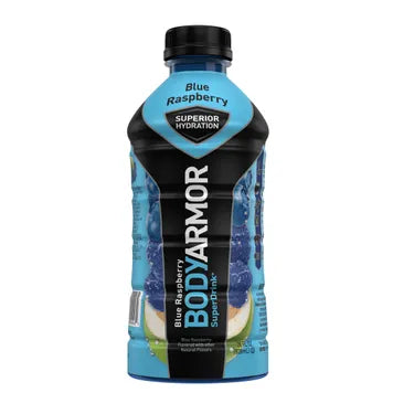 Bodyarmor Superdrink Blue Raspberry, 28 oz bottles, 12 loose