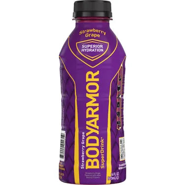 Bodyarmor Superdrink Strawberry Grape, 16 oz bottles, 12 loose