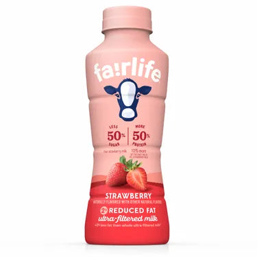 Fairlife Milk 2% Strawberry, 14 oz bottles, 12 loose