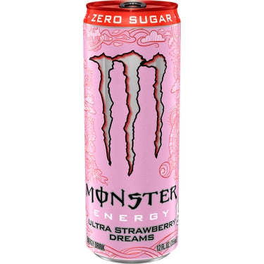 Monster Energy Ultra Strawberry Dreams Zero Sugar, 12 oz cans, 24 loose