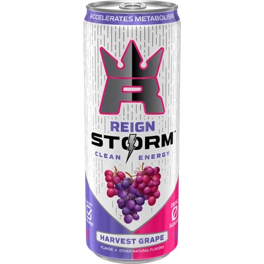 Reign Storm Clean Energy Harvest Grape, 12 oz cans, 12 loose