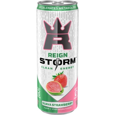 Reign Storm Clean Energy Guava Strawberry, 12 oz cans, 12 loose