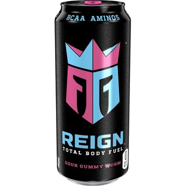 Reign Total Body Fuel Sour Gummy Worm, 16 oz cans, 12 loose