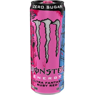 Monster Energy Ultra Fantasy Ruby Red Zero Sugar, 12 oz cans, 24 loose