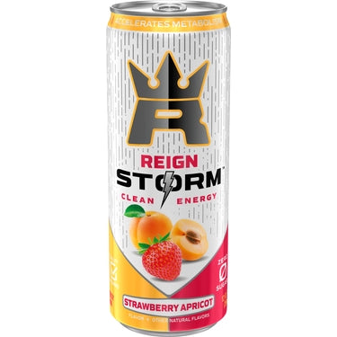 Reign Storm Clean Energy Strawberry Apricot, 12 oz cans, 12 Loose